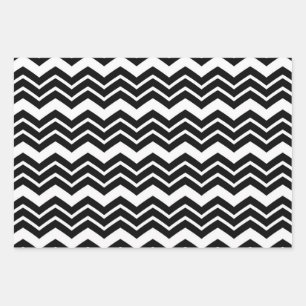Black White Zigzag Chevron Pattern Design Wrapping Paper Sheet