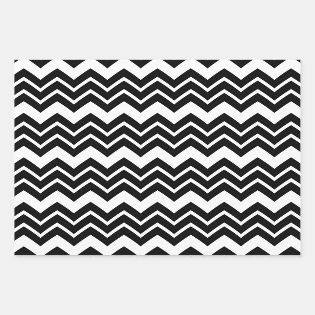 Black White Zigzag Chevron Pattern Design  Wrapping Paper Sheet (Front)