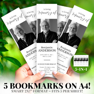 Black WhiteFoto 2x7" DIY Funeral Bookmark Template
