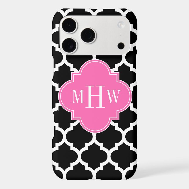 Black Wht Moroccan #5 Hot Pink #2 Name Monogram (Back)