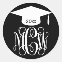 Black Wht Vine Script Monogram Graduation DIY BG