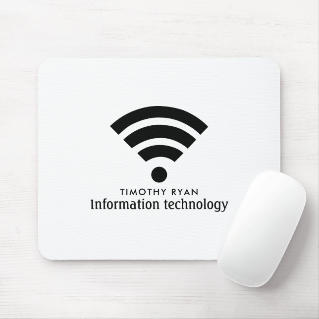 Black Wi-Fi Logo, Information Technology, Computer Mouse Mat (With Mouse)