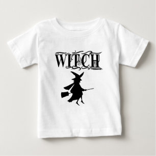 Black Wicked Flying Witch Halloween Baby T-Shirt