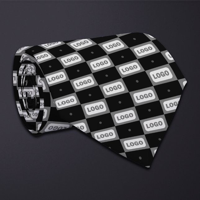 Black (Wide Rectangle) Logo Chequerboard  Neck Tie (Creator Uploaded)