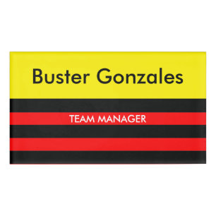 Black wide Stripes + your backgr. & ideas Name Tag