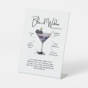 Black Widow Martini Cocktail Pedestal Sign