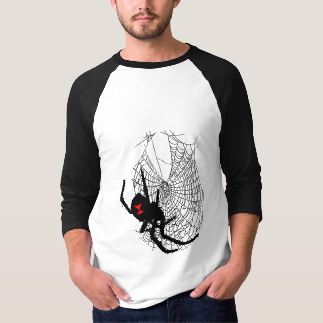 black widow on spider web T-Shirt (Front)