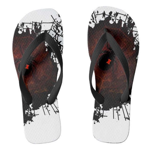 Black Widow (Signature Design) Flip Flops (Footbed)