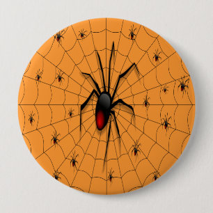 Black Widow Spider and Babies - 10 Cm Round Badge