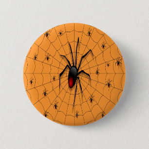 Black Widow Spider and Babies - 6 Cm Round Badge