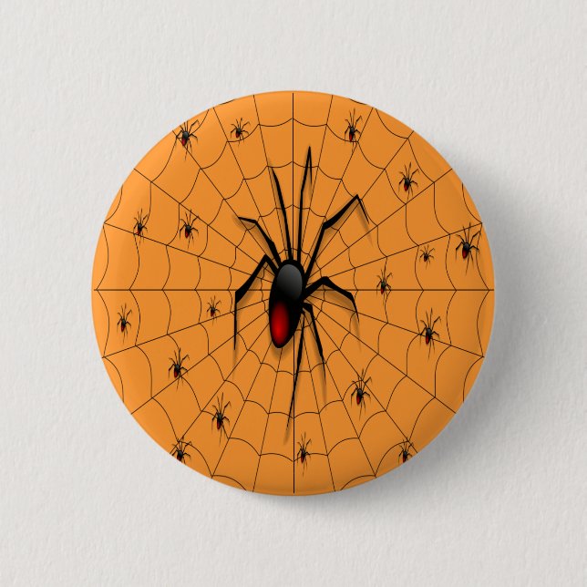 Black Widow Spider and Babies - 6 Cm Round Badge (Front)