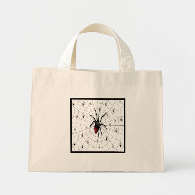 Black Widow Spider and Babies - Mini Tote Bag (Front)