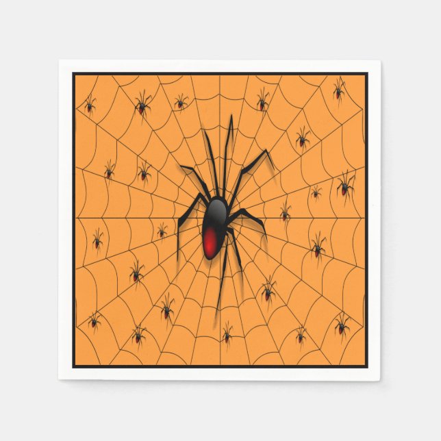 Black Widow Spider and Babies - Napkin (Front)