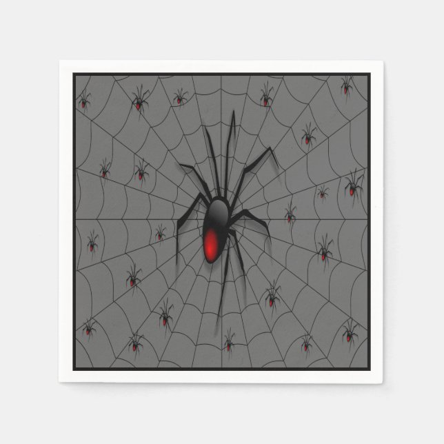 Black Widow Spider and Babies - Napkin (Front)
