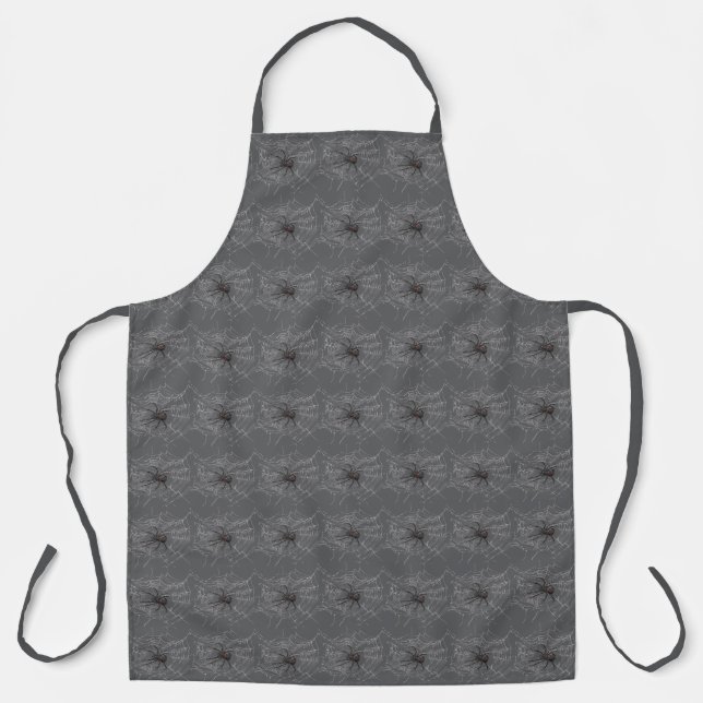Black Widow Spider And Spiderweb Drawing Art Apron (Front)