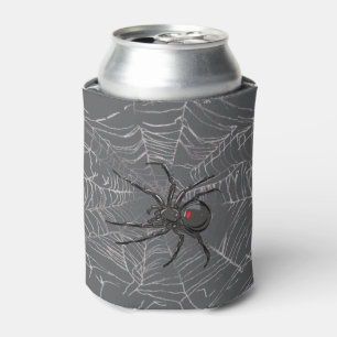 Black Widow Spider And Spiderweb Drawing Art Can Cooler