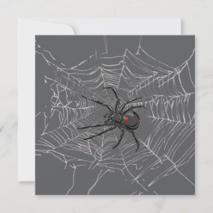 Black Widow Spider And Spiderweb Drawing Art Card