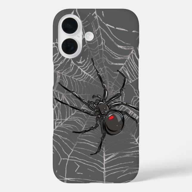 Black Widow Spider And Spiderweb Drawing Art Case-Mate iPhone Case (Back)