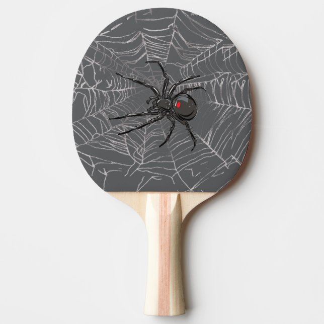 Black Widow Spider And Spiderweb Drawing Art Ping Pong Paddle (Front)