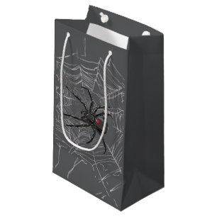 Black Widow Spider And Spiderweb Drawing Art Small Gift Bag