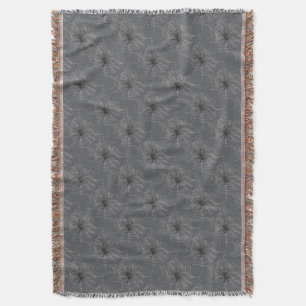 Black Widow Spider And Spiderweb Drawing Art Throw Blanket