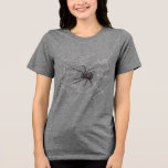 Black Widow Spider And Spiderweb Drawing Art Tri-Blend Shirt<br><div class="desc">Bella Canvas Women's Tri-blend T-Shirt and casual fun fashion statement apparel accessory printed with Black Widow Spider And Spiderweb Drawing Art original hand drawn graphic design artwork illustration by TheFabricSeal print on demand shop at Zazzle.com #ZazzleMade ©️Original. https://www.zazzle.com/store/thefabricseal Celebrate Halloween and Goth any time of the year with our cool...</div>