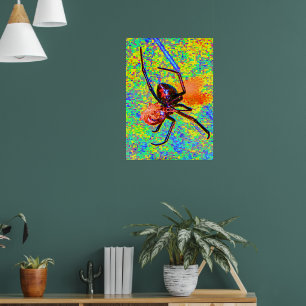 Black Widow Spider Eating Poster