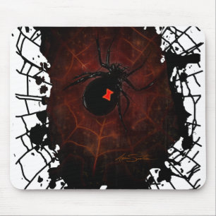 Black Widow Spider Gothic Paint Splatter Web Mouse Mat