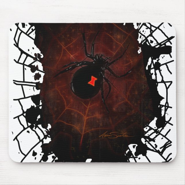 Black Widow Spider Gothic Paint Splatter Web Mouse Mat (Front)