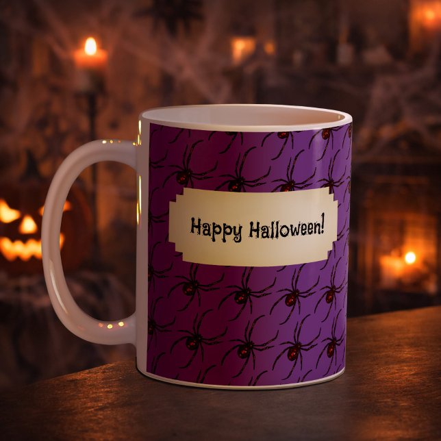 Black Widow Spider Halloween Pixel Art Pattern Coffee Mug (Creator Uploaded)
