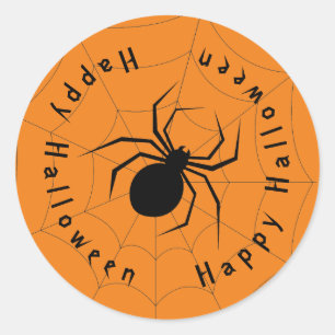 Black Widow Spider Happy Halloween Classic Round Sticker