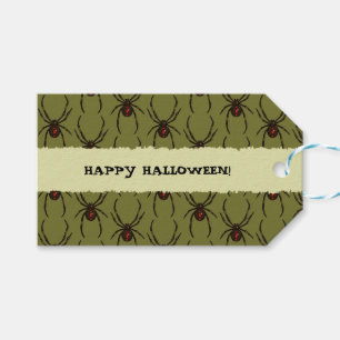 Black Widow Spider Happy Halloween Pixel Pattern Gift Tags