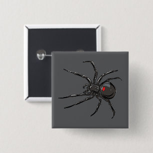 Black Widow Spider Original Drawing Art 15 Cm Square Badge