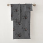 Black Widow Spider Original Drawing Art  Bath Towel Set<br><div class="desc">Bath Towel Set Of Three Sizes decorative bathroom amenity and home furnishing decor accessory printed with Black Widow Spider Original Drawing Art hand drawn graphic design artwork illustration by TheFabricSeal print on demand shop at Zazzle.com #ZazzleMade ©️Original. https://www.zazzle.com/store/thefabricseal Celebrate Halloween and Goth any time of the year with our cool...</div>