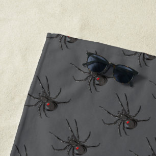 Black Widow Spider Original Drawing Art Beach Towel