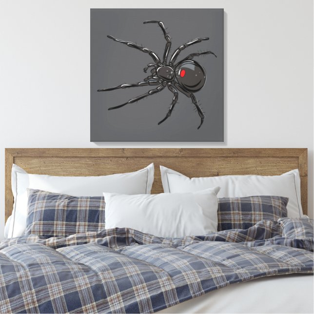 Black Widow Spider Original Drawing Art  Canvas Print (Insitu(Bedroom))