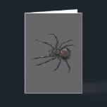 Black Widow Spider Original Drawing Art  Card<br><div class="desc">Folded Greeting Note Card printed with Black Widow Spider Original Drawing Art hand drawn graphic design artwork illustration by TheFabricSeal print on demand shop at Zazzle.com #ZazzleMade ©️Original. https://www.zazzle.com/store/thefabricseal Celebrate Halloween and Goth any time of the year with our cool looking black coloured with red marking widow species spider and...</div>