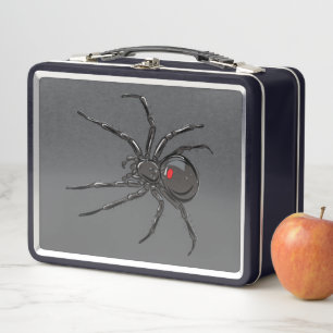Black Widow Spider Original Drawing Art  Metal Lunch Box