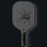 Black Widow Spider Original Drawing Art  Pickleball Paddle<br><div class="desc">Pickleball Paddle printed with Black Widow Spider Original Drawing Art hand drawn graphic design artwork illustration by TheFabricSeal print on demand shop at Zazzle.com #ZazzleMade ©️Original. https://www.zazzle.com/store/thefabricseal Celebrate Halloween and Goth any time of the year with our cool looking black coloured with red marking widow species spider drawing custom printed...</div>