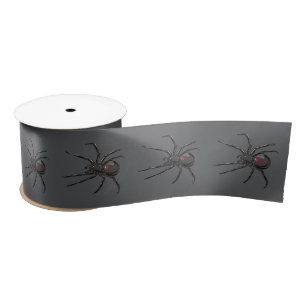 Black Widow Spider Original Drawing Art Satin Ribbon