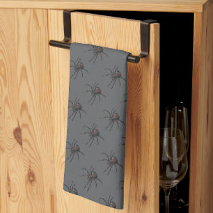 Black Widow Spider Original Drawing Art  Tea Towel