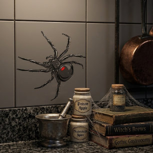 Black Widow Spider Original Drawing Art  Tile