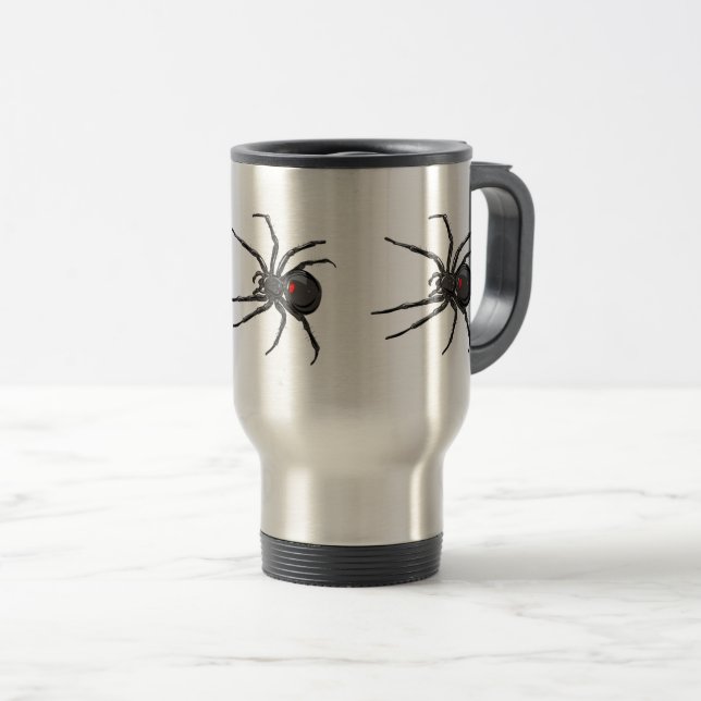 Black Widow Spider Original Drawing Art  Travel Mug (Front Right)