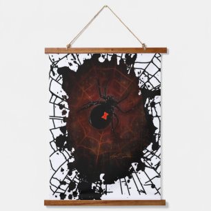 Black Widow Spider Paint Splatter Web Gothic Wall Hanging Tapestry