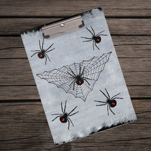 Black Widow Spider Web Halloween Gothic Clipboard