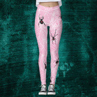 Black Widow Spider Webs Pastel Pink Costume Leggin