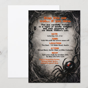Black Widow Theme Halloween Costume Party Invitation