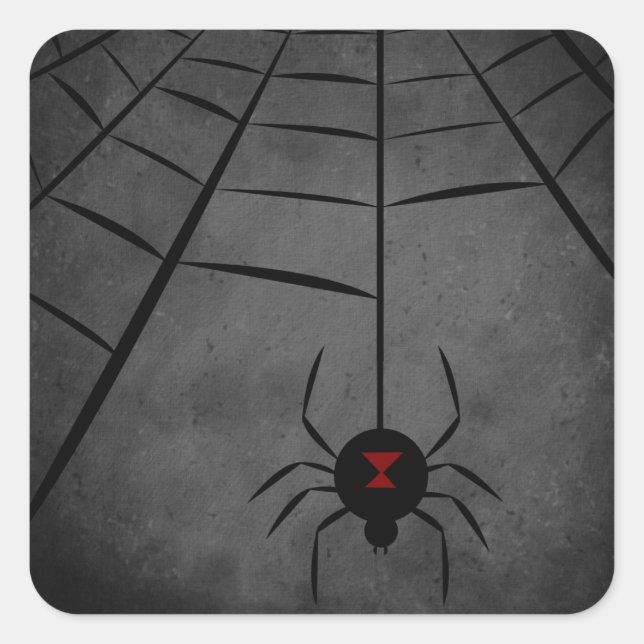 Black Widow Web Square Sticker (Front)