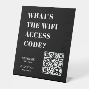 Black WiFi QR Code Network Password Scan Display Pedestal Sign