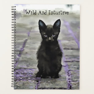 Black Wild Cat Quote Grey Purple Journal Planner